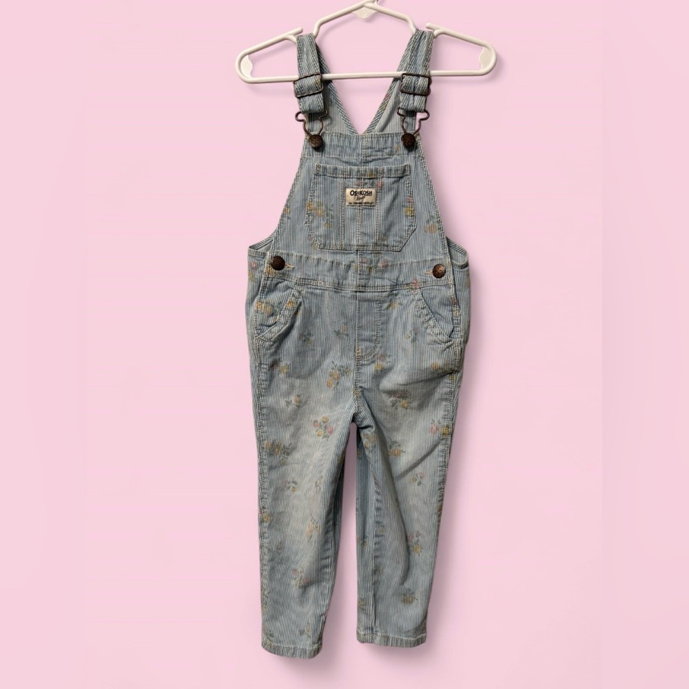 OshKosh B’gosh Floral Stripe Overalls | Toddler 2T